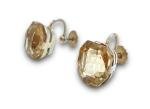 Edwardian Sterling Silver Smoky Quartz Screw-Back Earrings