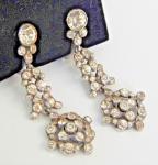 Edwardian Silver Paste Stone Drop Earrings