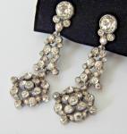 Edwardian Silver Paste Stone Drop Earrings