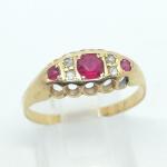 Victorian 18ct Gold Ruby Diamond Ring Size P