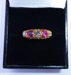 Victorian Gold Ruby & Diamond Half Eternity Ring