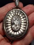 Victorian Silver Book Chain Collar Necklace & Locket