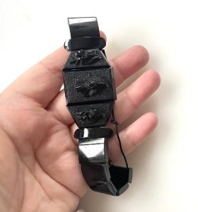 Victorian Whitby Jet Thistle and Orchid Bracelet
