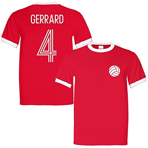 Sporting Empire Steven Gerrard 4 England Legend Ringer Retro T-Shirt Red/White - Medium