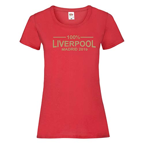 100% Liverpool Champions League Final 2019 T-Shirt Ladies RED Ladies 16/18