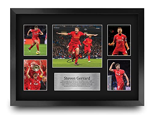 HWC Trading A3 FR Steven Gerrard Gift Signed Large Framed A3 Printed Autograph Liverpool Gifts Print Photo Picture Display by HWC Trading