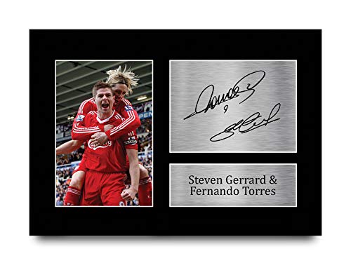 HWC Trading A4 Steven Gerrard & Fernando Torres Liverpool Gifts Printed Signed Autograph Picture for Fans and Supporters - A4 by HWC Trading
