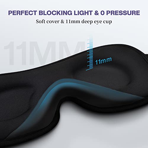 Boniesun Blackout Eye Mask for Sleeping Ultra Thin Sleep Mask for Women Men, Sleeping Mask for Side Sleepers Smooth Skin-Friendly Smooth Lycra Fabric 3D Contoured Cup Blindfold for Comfortable Wearing from Boniesun