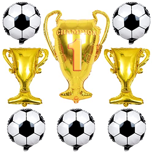 3Pcs Large 32in / 20in Trophy Football Foil Balloons and 5Pcs 18in Soccer Balloon World Cup Theme Decoration Supplies Sports Game Party Balloon Football Match Decor for Kids Boys Birthday Baby Shower from cakefly