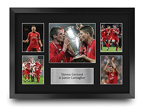 HWC Trading FR A3 Steven Gerrard & Jamie Carragher Liverpool Gifts Printed Signed Autograph Picture for Football Fans and Supporters - A3 Framed by HWC Trading