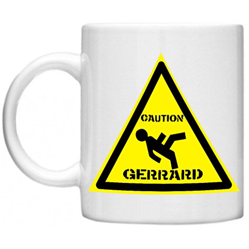 Gerrard Slip Hazard Warning Sign Liverpool Stevie G Football Novelty Funny Terrace Chants Scottish Football Funny Mug Cup from MUGS