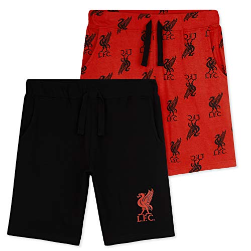 Liverpool F.C. Boys Shorts, Casual Cotton Jogger Shorts, Official Merchandise Liverpool Football Club Gifts for Boys & Teenagers (Red/Black, 7-8 Years) by T D P Textiles Ltd