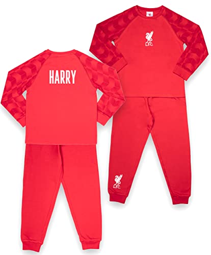 Liverpool F.C. - Personalised Pyjamas for Kids- Red Long Sleeve Pyjamas With Liverpool Logo - 100% Cotton Sleepwear - Official Merchandise from TDP Textiles