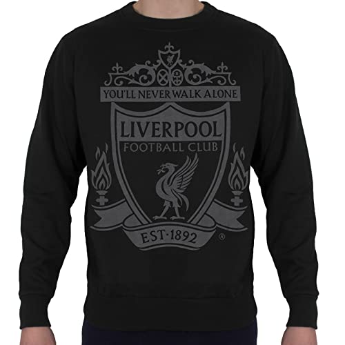 Liverpool FC Official Football Gift Mens Crest Sweatshirt Top Black XL by Liverpool FC