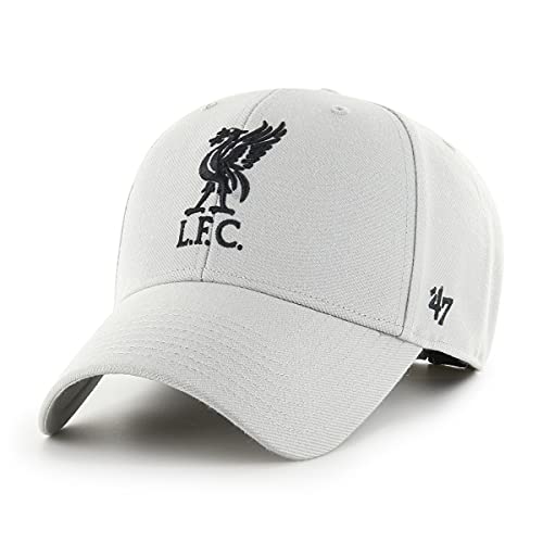 '47 Liverpool FC MVP Unisex Baseball Cap, Hook & Loop Strap, Black Logo, Colour Grey from 