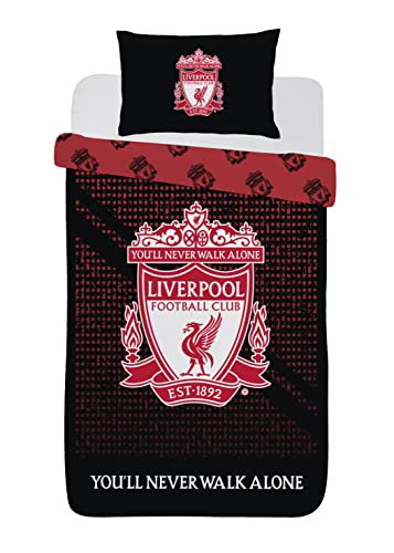 Liverpool Football Duvet Cover Sets Bedding Single or Double Bed Set with Pillowcase LFC Mesh Football Gifts for Boys (Single) by Dreamtex Ltd
