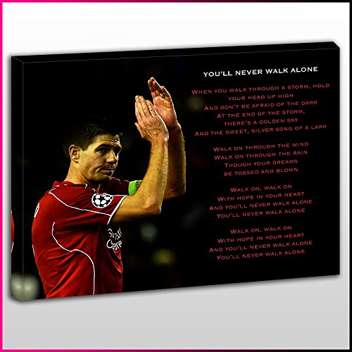 S482 Steven Gerrard You'll Never Walk Alone Lyrics YNWA Legend Number 8 Liverpool Captain Unique Sport Framed Ready To Hang Canvas Print, Sport, Pop Street, Wall Art, Picture by What's On Your Wall