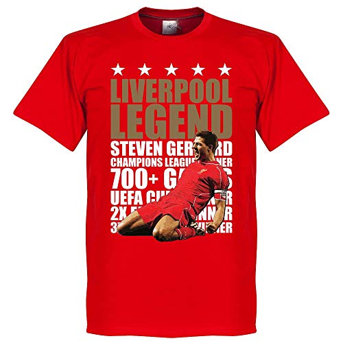 Steven Gerrard Legend T-Shirt - Red/Gold - Kids by Retake