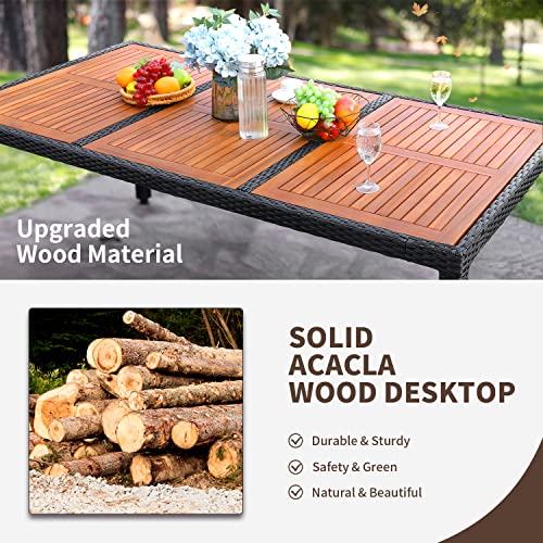 Outdoor Acacia Wood Patio Dining Set with Soft Cushions