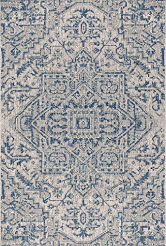 Bohemian Medallion Navy/Gray Indoor/Outdoor Area Rug
