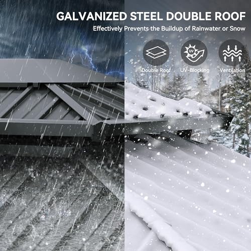 YITAHOME 10x12ft Hardtop Gazebo with Curtains