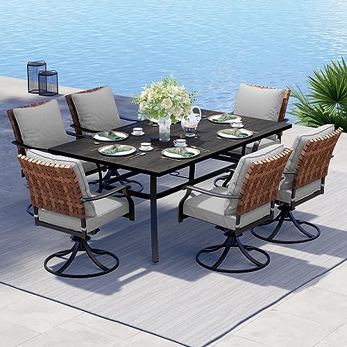 7-Piece Swivel Patio Dining Set, Black