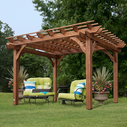 Cedar Wood Backyard Pergola 12ft x 10ft