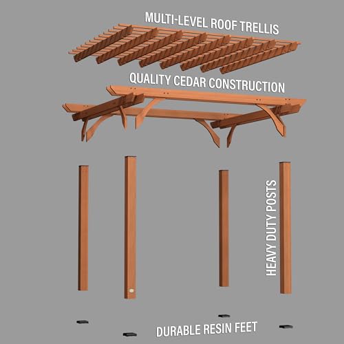 Cedar Wood Backyard Pergola 12ft x 10ft