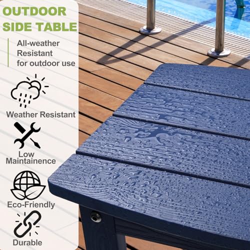 Y&M Navy Blue Outdoor Side Table, Modern Design