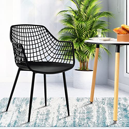 Giantex Modern Black Arm Dining Chairs Set of 4