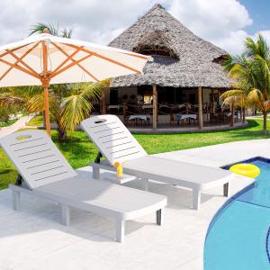 Outdoor Lounge Chair Set with Adjustable Backrest & Table