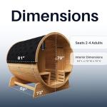 ALEKO 4-Person Indoor/Outdoor Barrel Sauna with Canopy