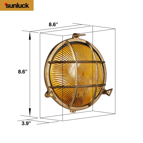 Brass Nautical Wall Light for Saunas and Patios