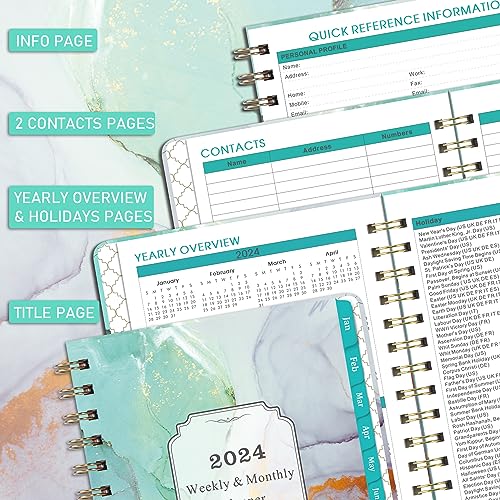 Academic Planner 2023-2024 with Tabs - Green