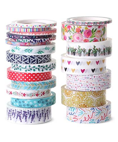 Floral Washi Tape Set - 21 Decorative Rolls