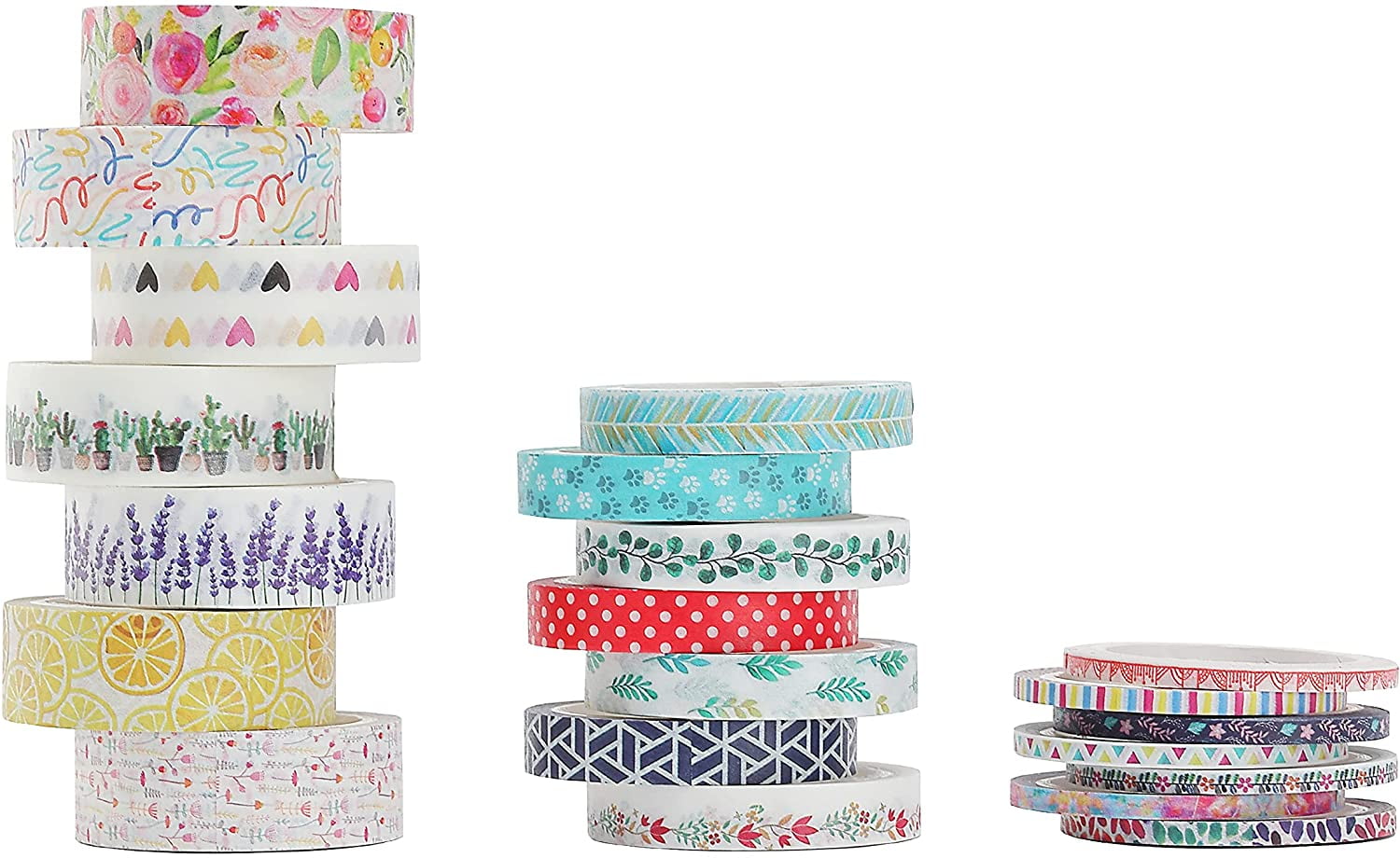 Floral Washi Tape Set - 21 Decorative Rolls