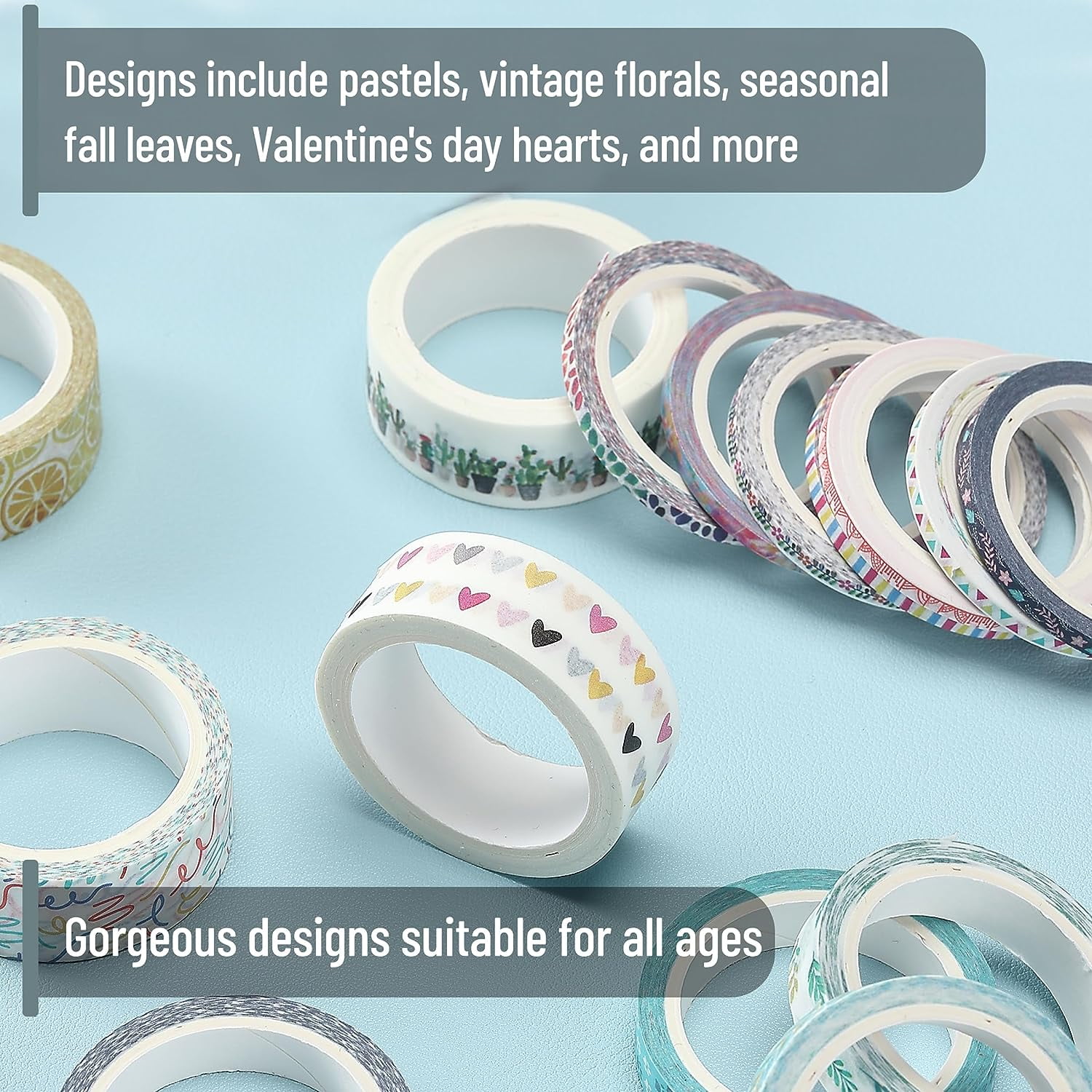 Floral Washi Tape Set - 21 Decorative Rolls
