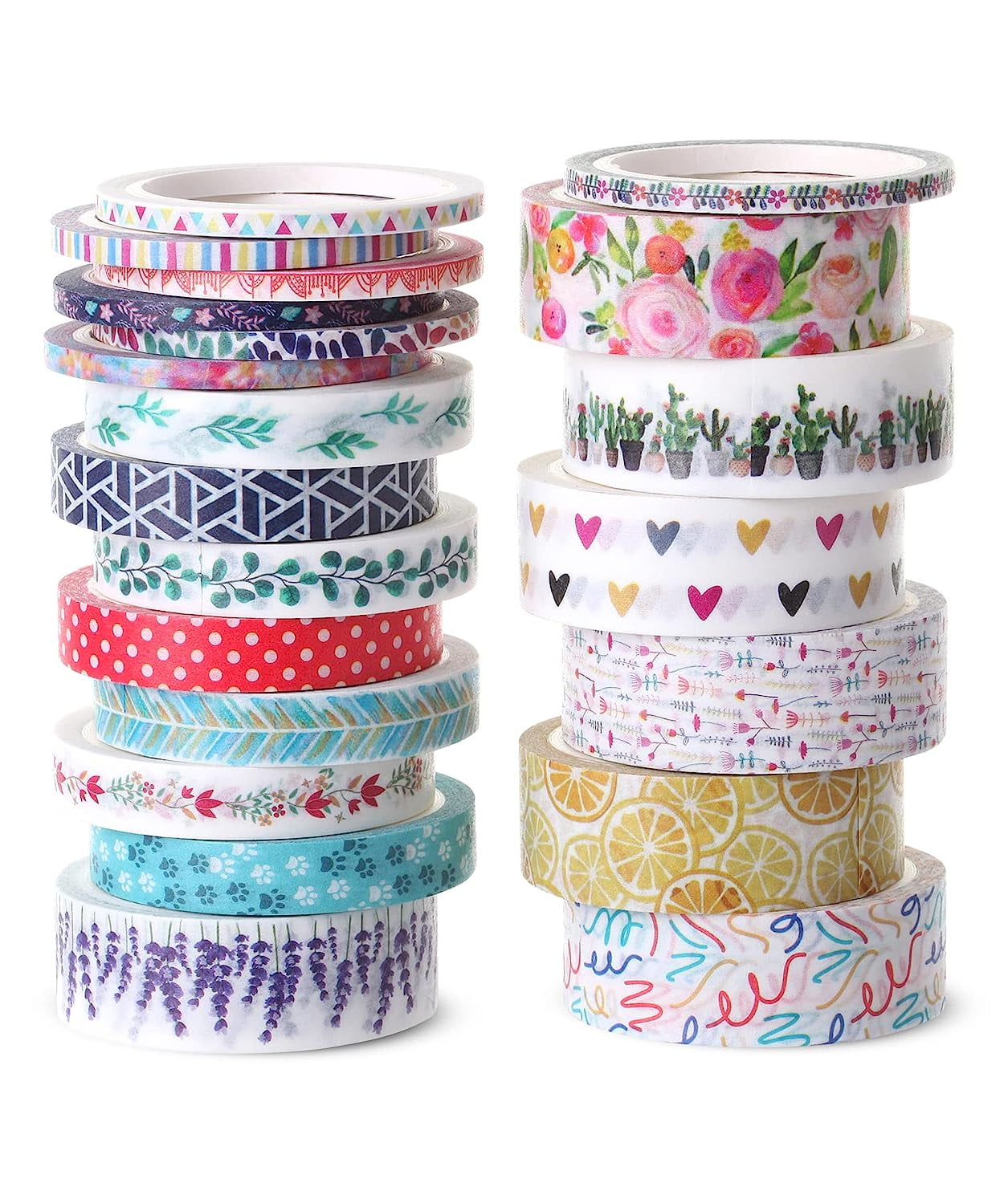 Floral Washi Tape Set - 21 Decorative Rolls