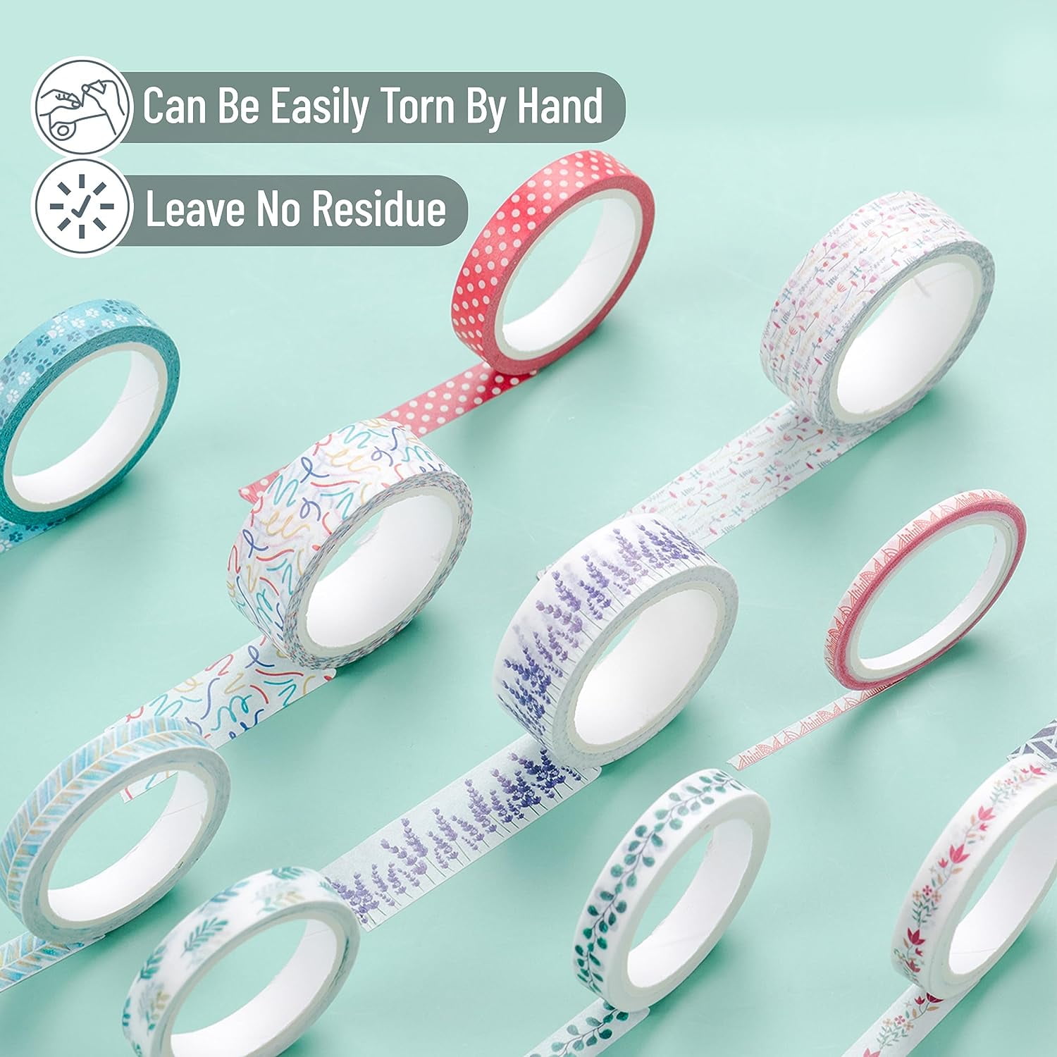 Floral Washi Tape Set - 21 Decorative Rolls