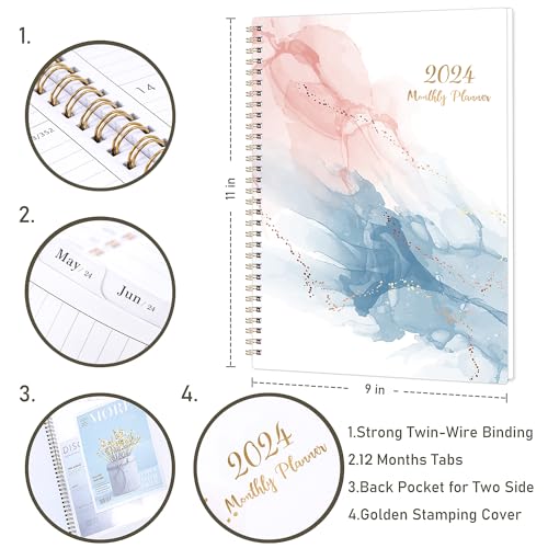 18-Monthly Planner, 2023-2024 Calendar With Tabs
