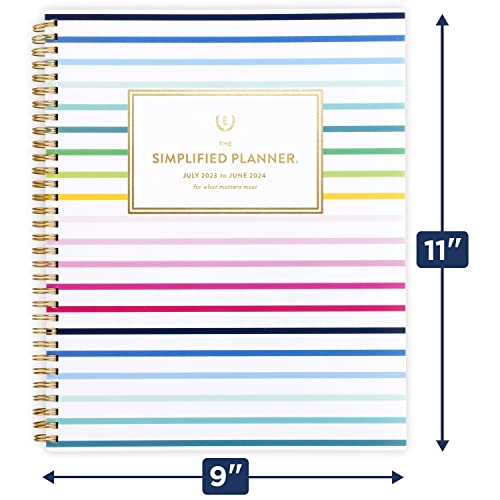 AT-A-GLANCE 2023-2024 Academic Planner, Simplified by Emily Ley, Weekly & Monthly, 8-1/2" x 11", Large, Monthly Tabs, Flexible Cover, Happy Stripe (EL10-905A)