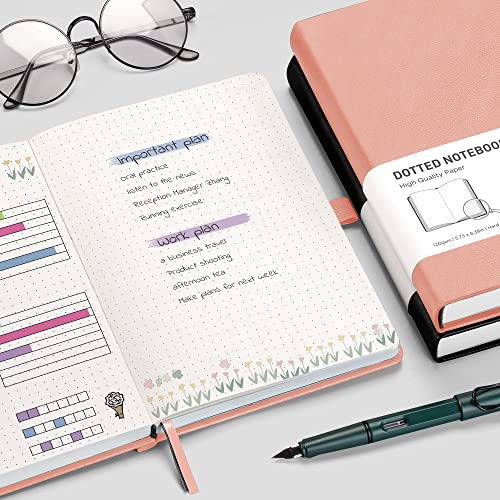 2 Pack Dotted Bullet Journals with Thick Paper