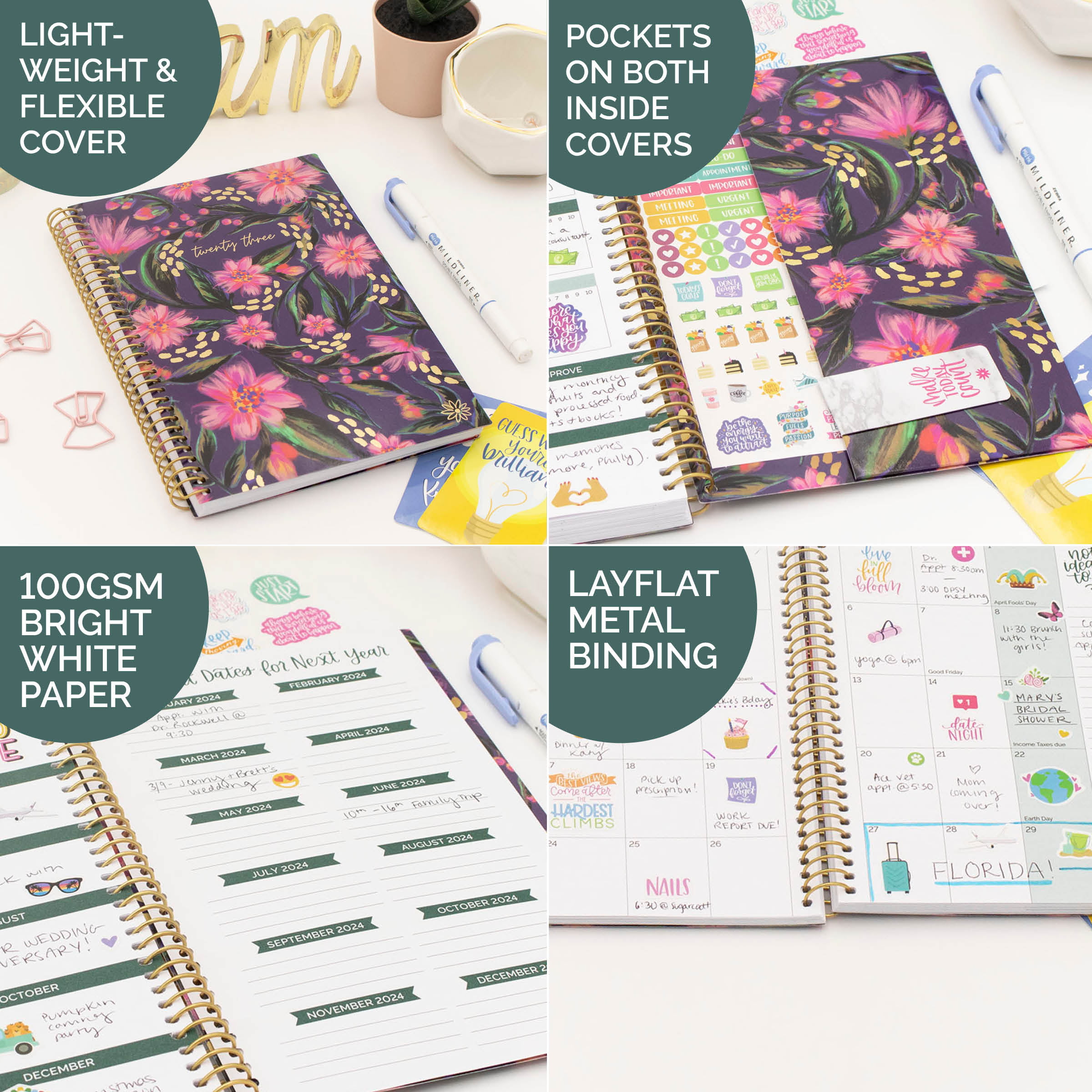 2023 Fluorescent Floral Soft Cover Planner