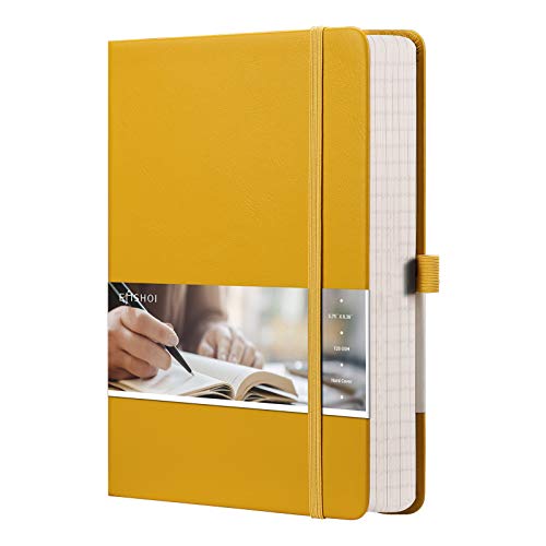 EMSHOI A5 Lined Notebook with Faux Leather Cover