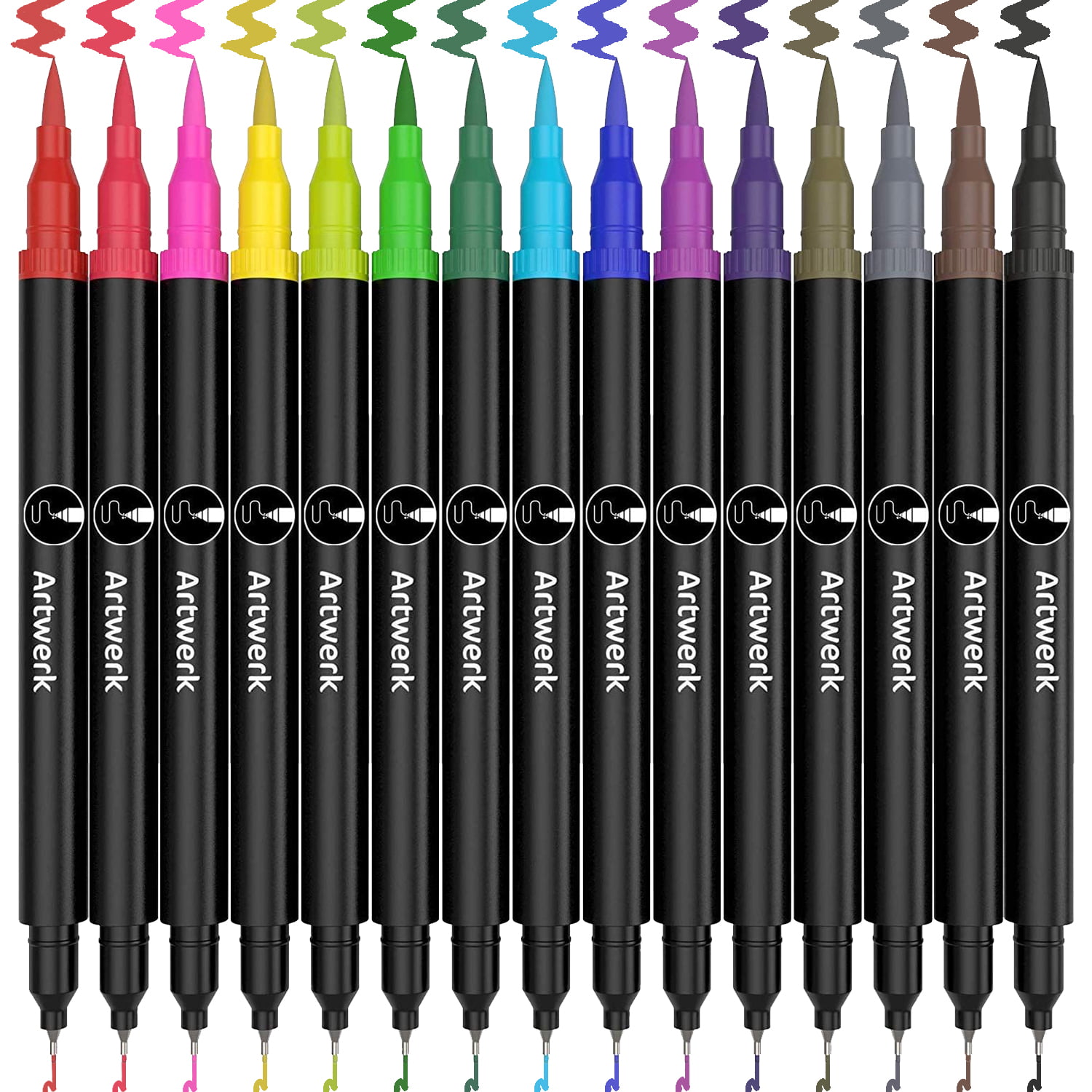 Pastel Dual Tip Calligraphy Art Pens - 15 Pack