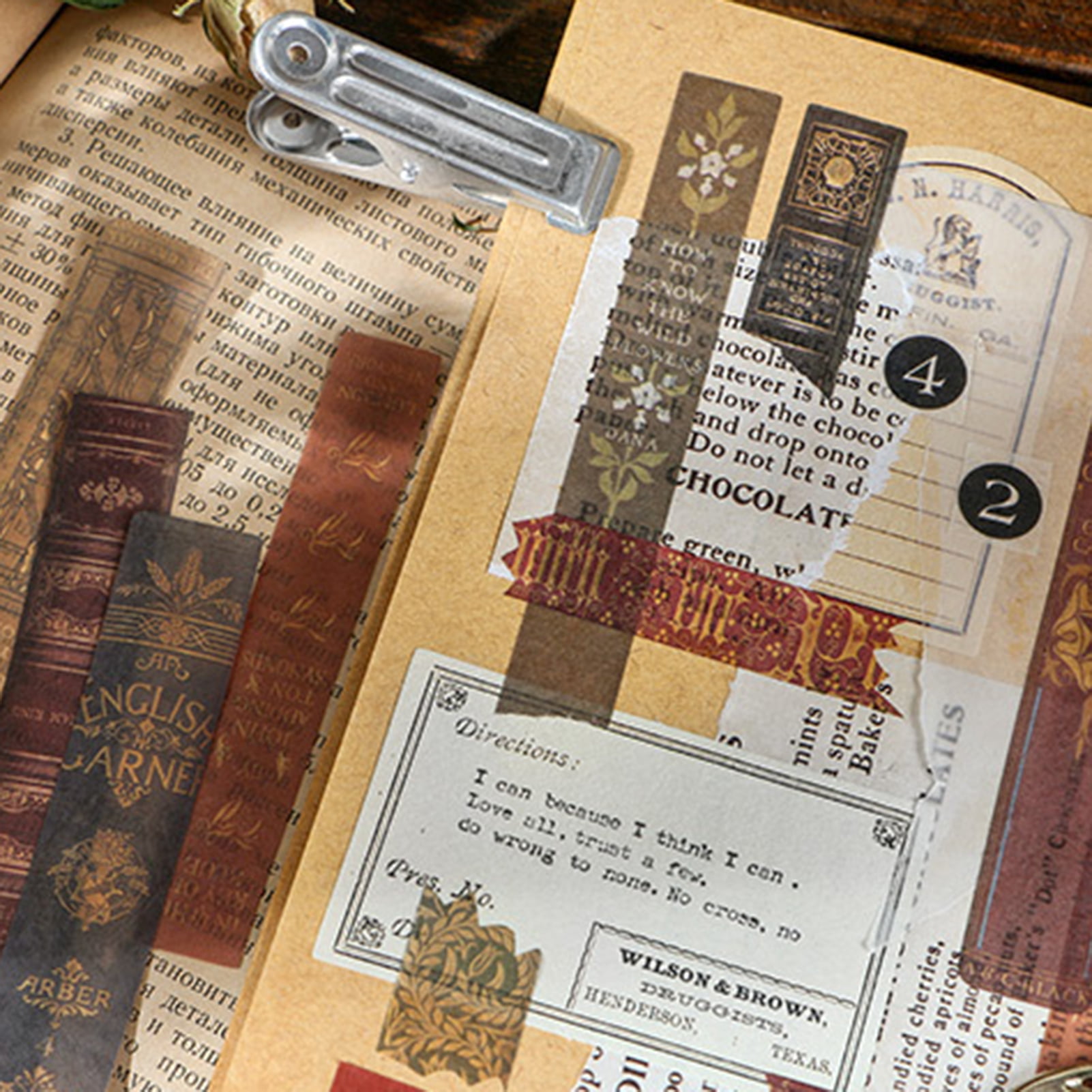 Vintage Library Scrapbooking Stickers - 40 Pieces