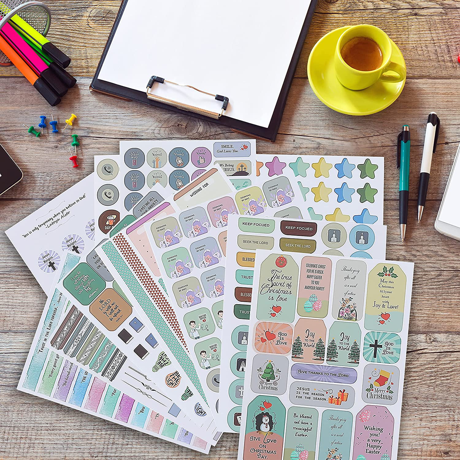 Christian Journaling Stickers - 31 Sheets, 1034 Pieces