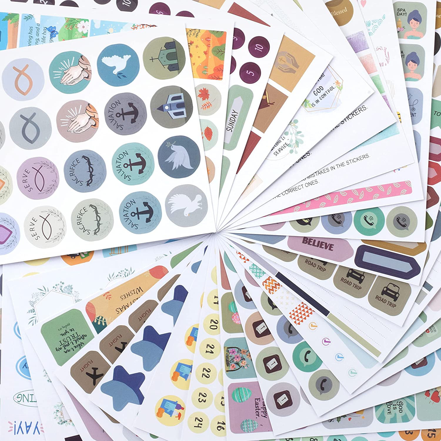 Christian Journaling Stickers - 31 Sheets, 1034 Pieces