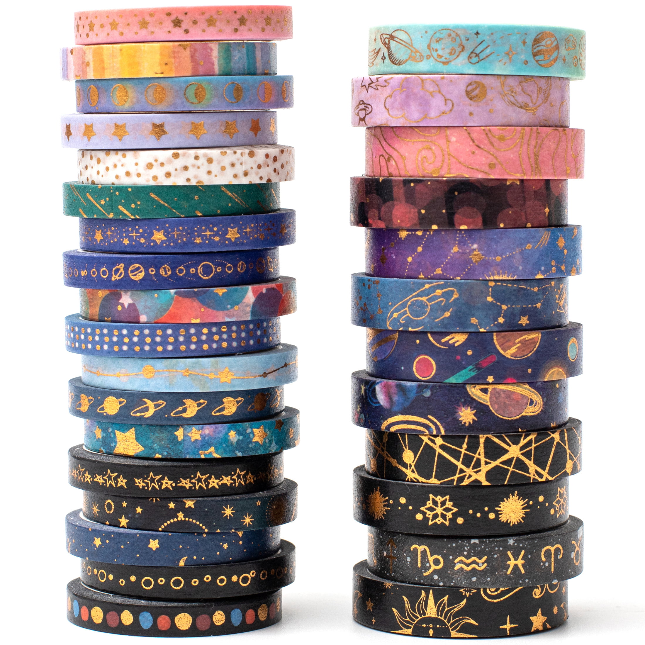 Galaxy Washi Tape Set – 30 Rolls with Gold Foil