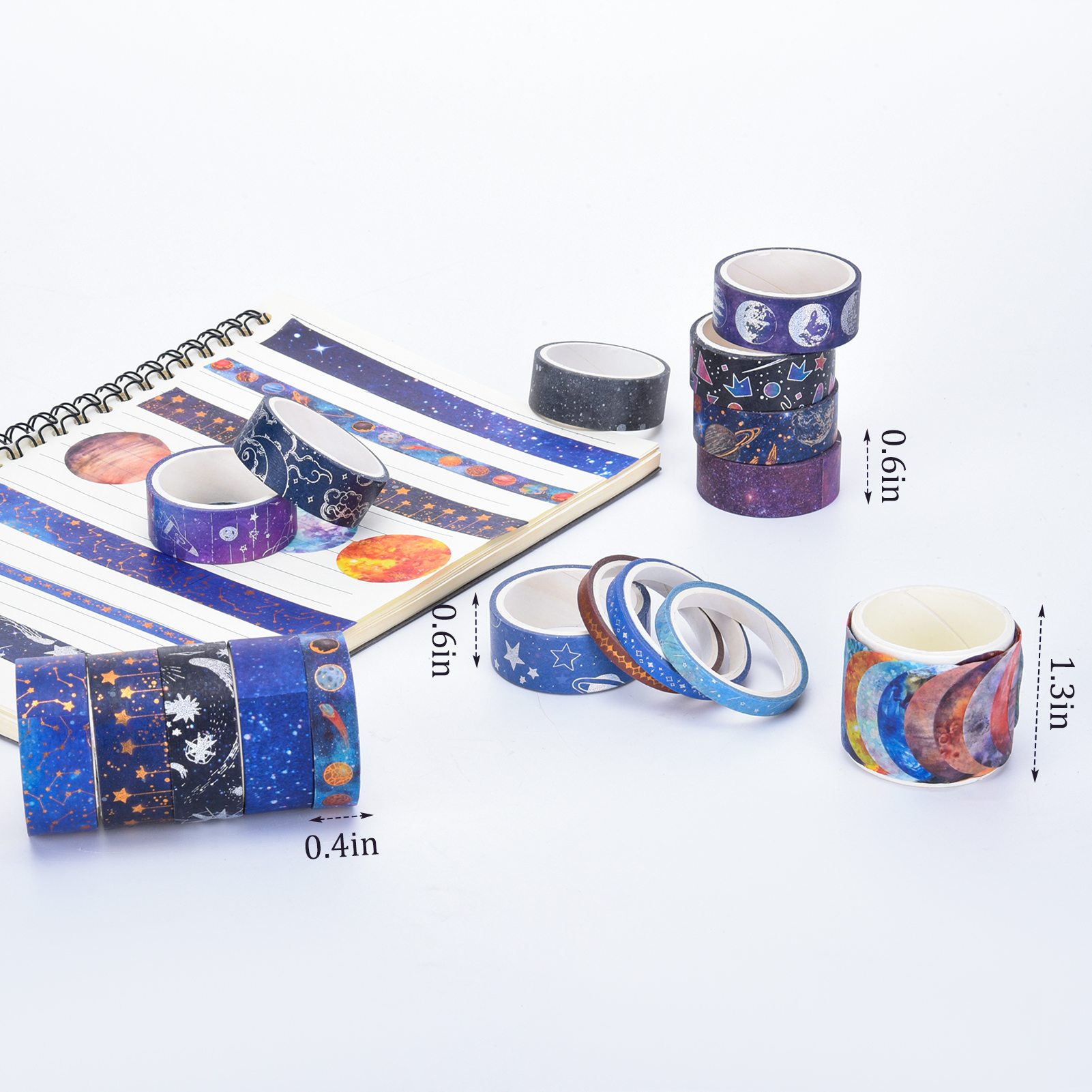 Starry Blue Washi Tape Set with Gold Foil